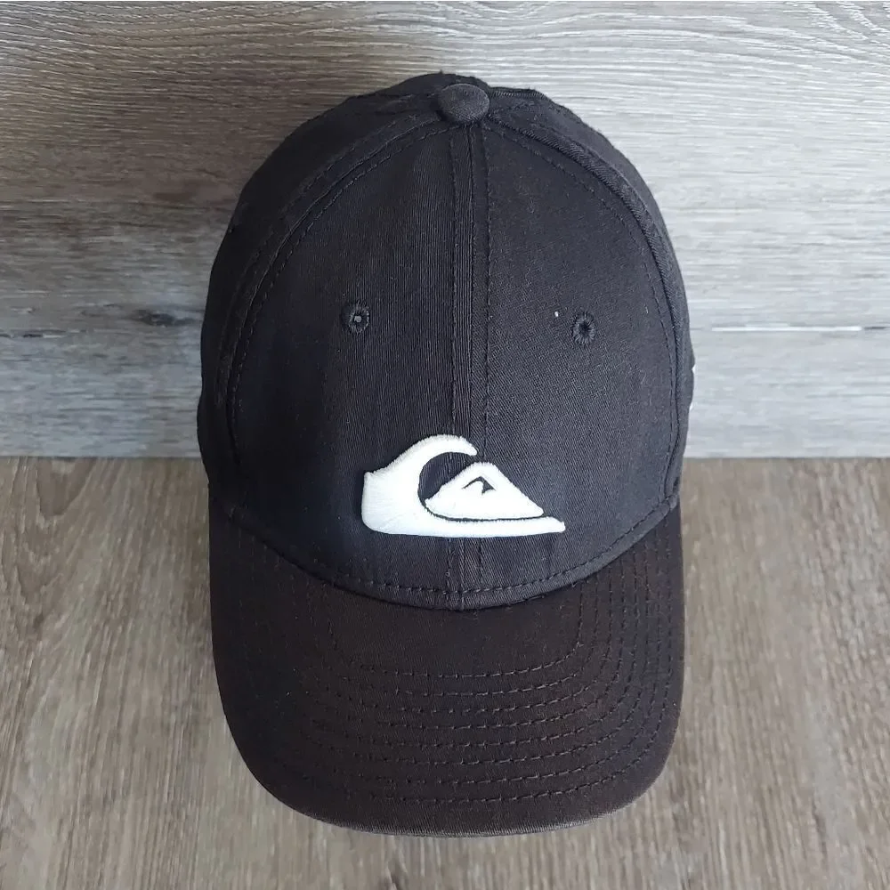 Quicksilver Hat New Era 39Thirty Black White Puffy Logo Embroidered Child/Youth